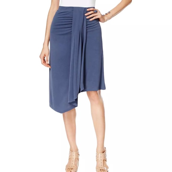 INC International Concepts Dresses & Skirts - INC blue gray SKIRT modal asymmetrical fancy drape